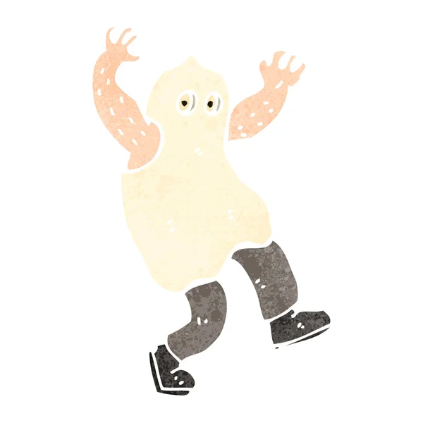 Retro hombre de dibujos animados en traje de fantasma — Vector de stock