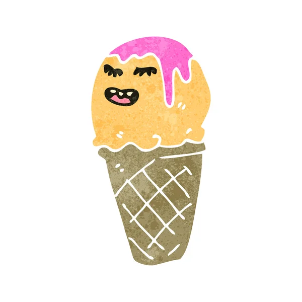 Cono de helado de dibujos animados retro — Archivo Imágenes Vectoriales