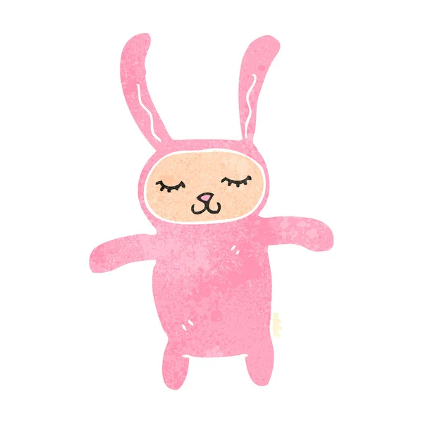 Dibujos animados retro divertido conejo rosa — Vector de stock