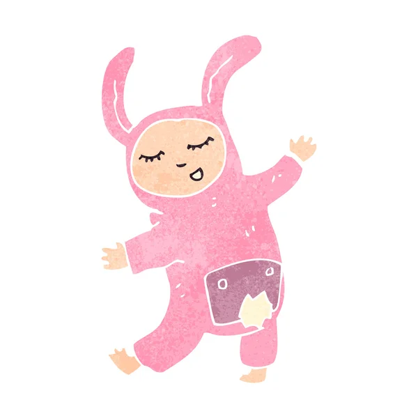 レトロな漫画ピンクのウサギのコスチューム — ストックベクタ