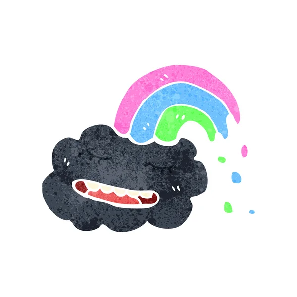 Retro tecknade moln med regnbåge — Stock vektor