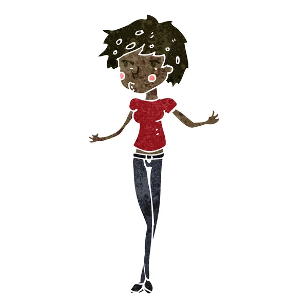 Retro tecknade skinny modell kvinnan — Stock vektor
