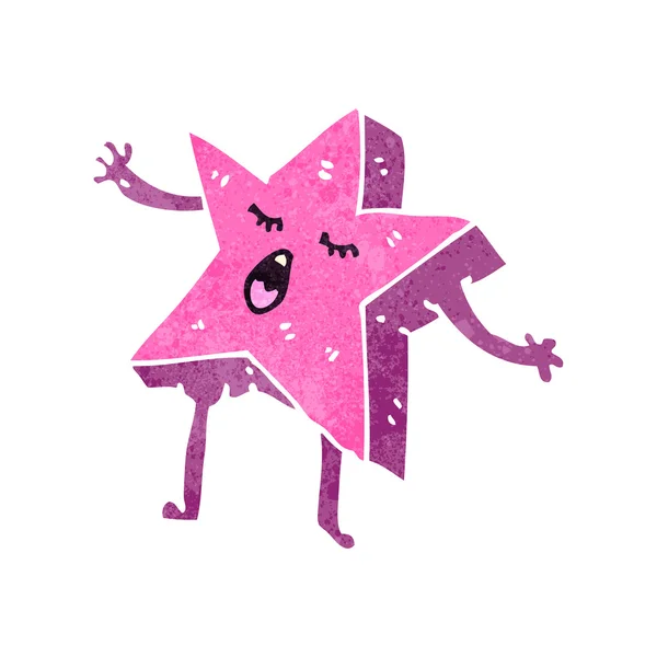 Retro caricatura estrella rosa — Vector de stock