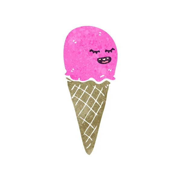 Crème glacée dessin animé rétro cône — Image vectorielle