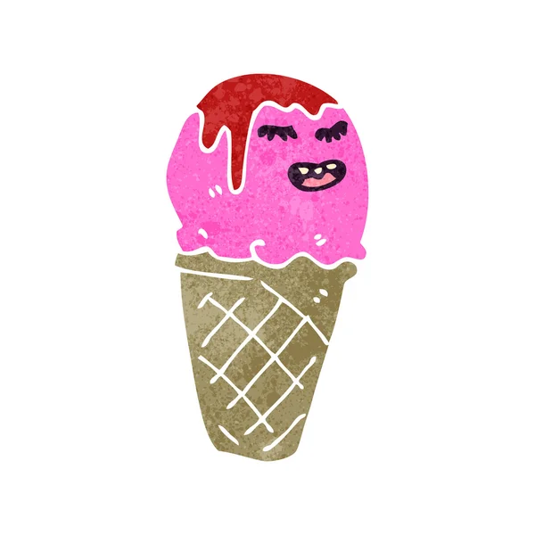 Cono de helado de dibujos animados retro — Vector de stock