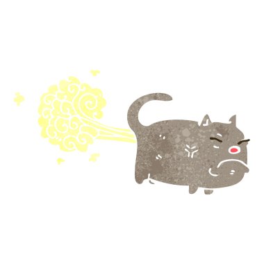 Retro karikatür osuruk kedi