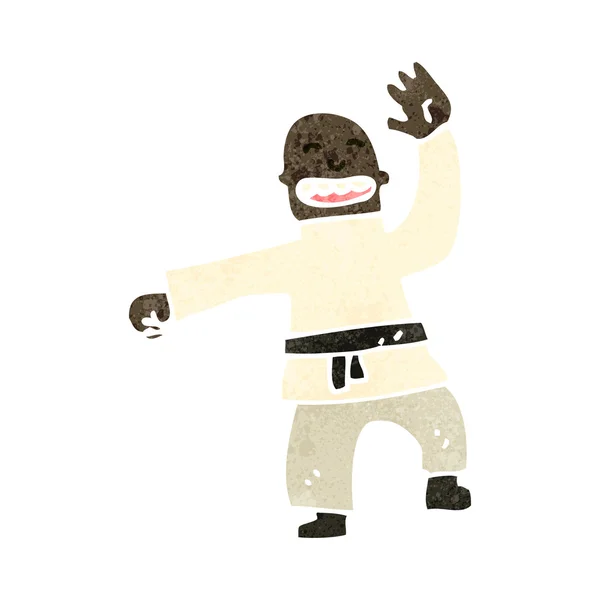 Retro uomo cartone animato facendo karate chop — Vettoriale Stock
