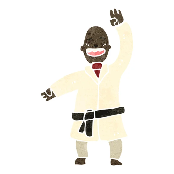 Caricatura retro karate hombre — Vector de stock