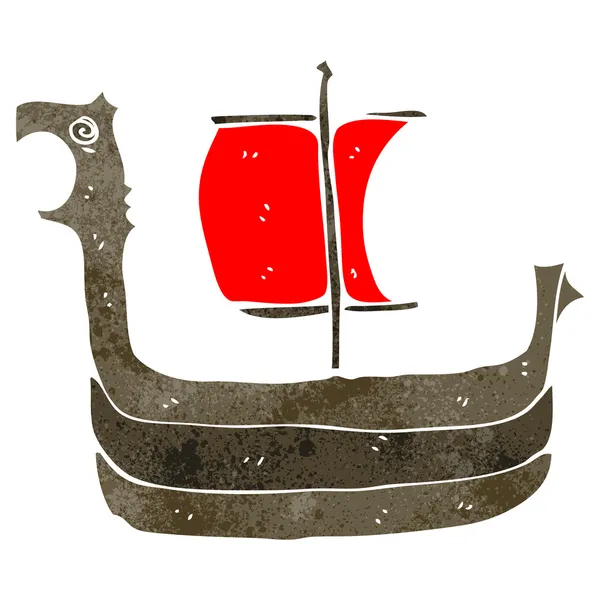 Retro cartoon viking ship — Stock Vector