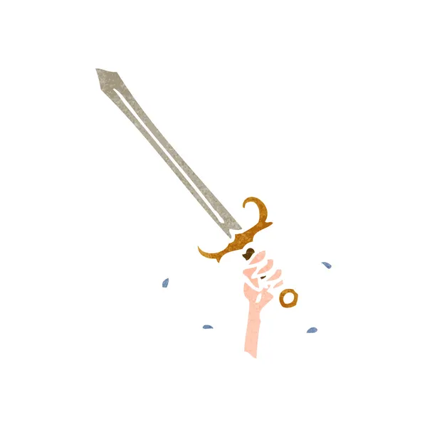 Retro cartoon sword in hand — Stock Vector