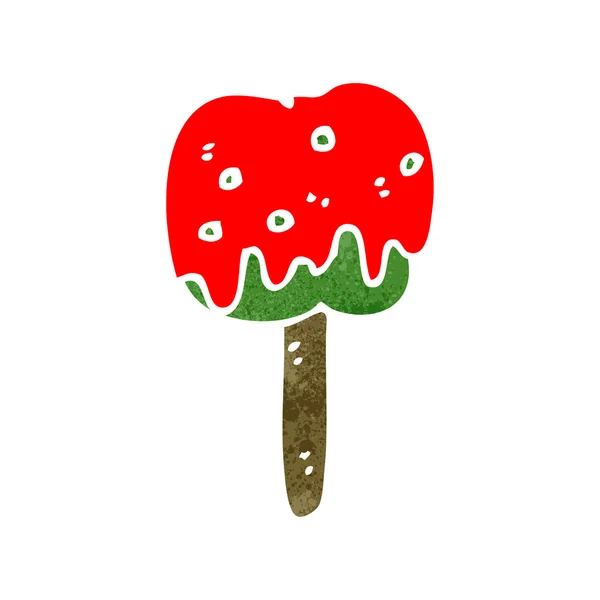 Caricature rétro pomme caramel — Image vectorielle
