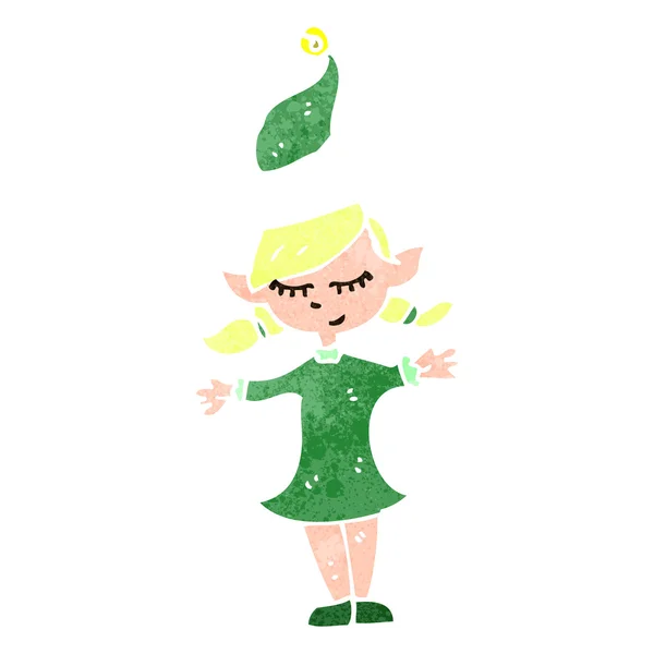 Retro cartoon kerst elf — Stockvector