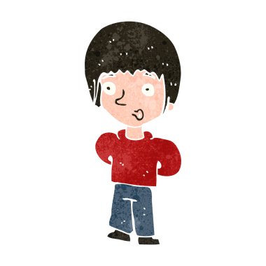 retro çizgi film mutlu çocuk