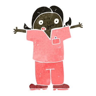 omuzlarında shrugging karikatür hemşire