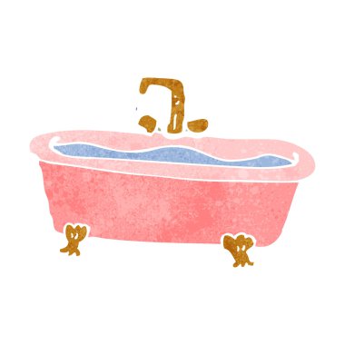 Retro çizgi film banyo su dolu