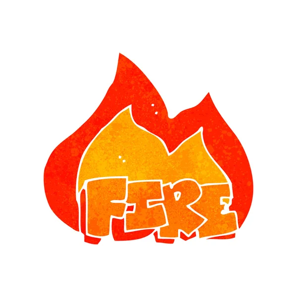Cartoon burning fire sign — Stock Vector