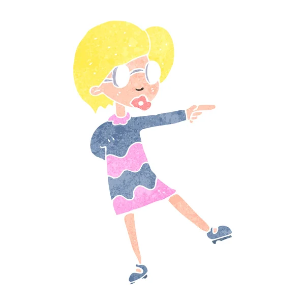 Cartoon woman wijzend — Stockvector