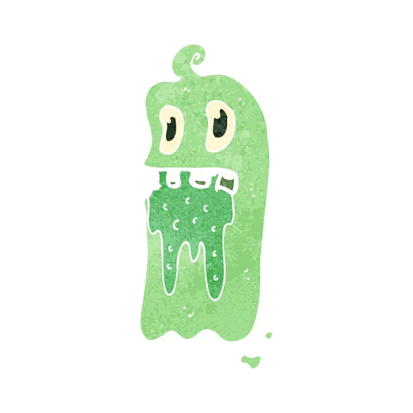 复古卡通诡异的绿色怪物 — 图库矢量图片