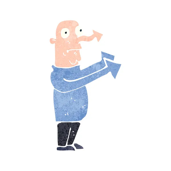 Caricatura apuntando flecha hombre — Vector de stock