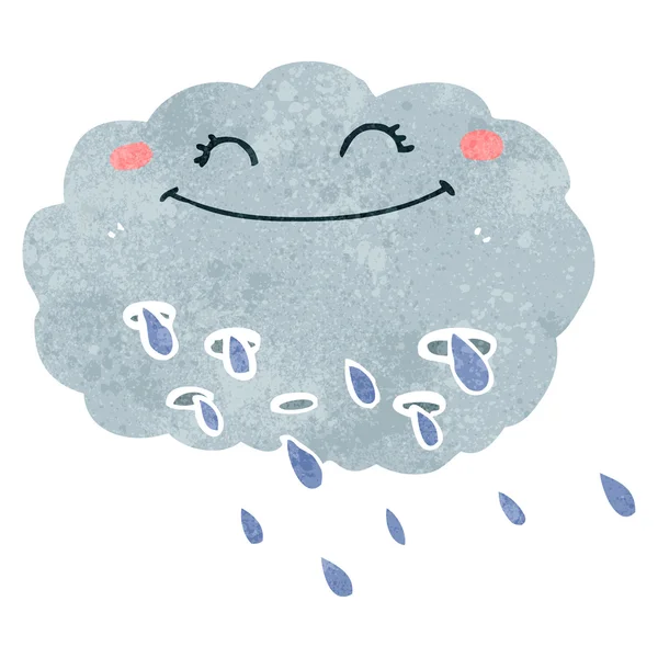 Retro rajzfilm eső felhő — Stock Vector