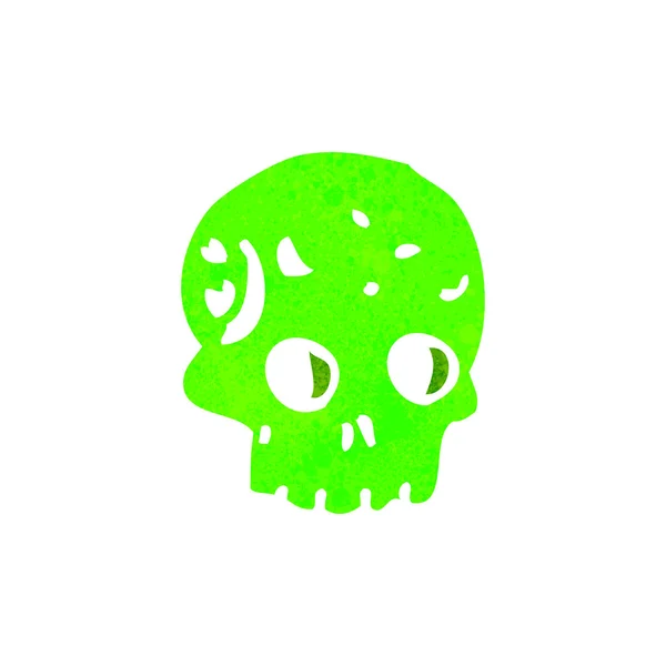 Cartoon glowing green skull — Stock Vector