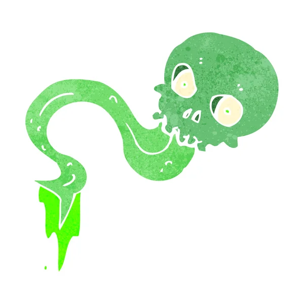 輝く緑の頭蓋骨を漫画します。 — ストックベクタ
