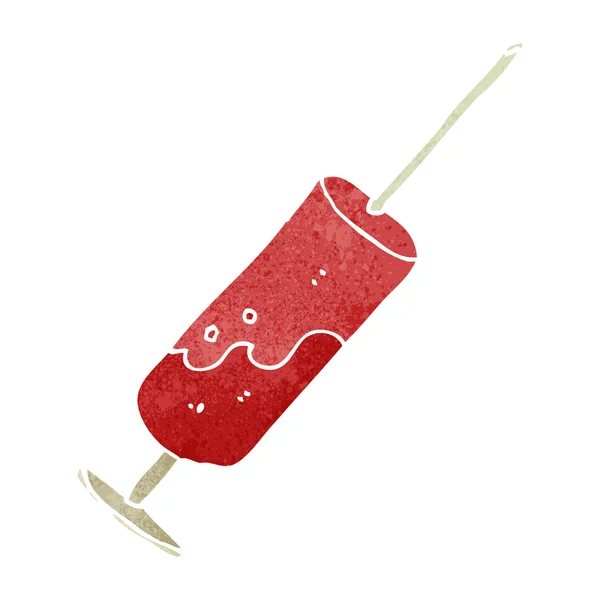 Cartoon blood filled syringe — Stock Vector