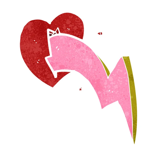 Retro tecknade lightning bolt hjärta — Stock vektor