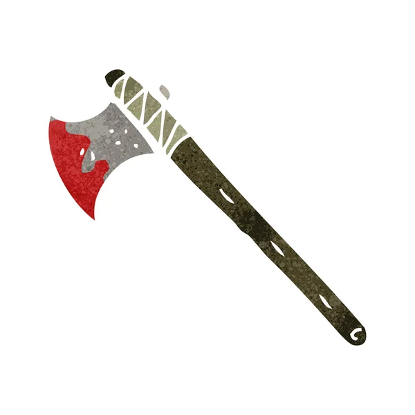 Bloody viking axe cartoon — Stock Vector