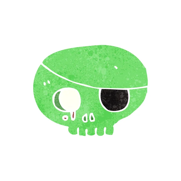 Calavera de dibujos animados espeluznante con parche ocular — Vector de stock