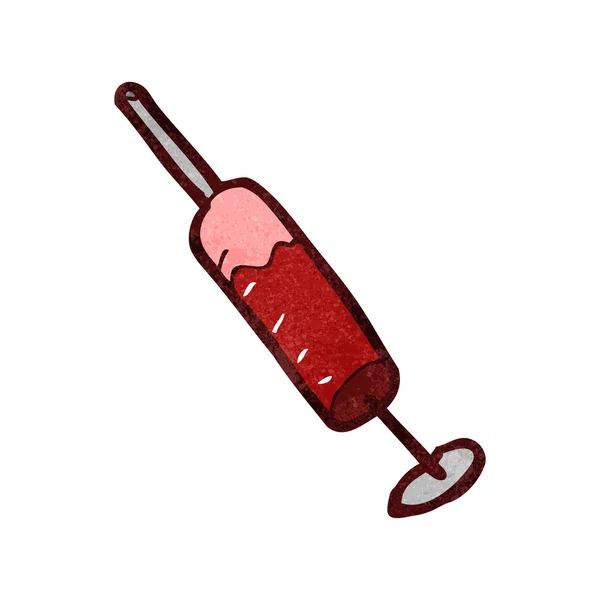 Cartoon blood filled syringe — Stock Vector