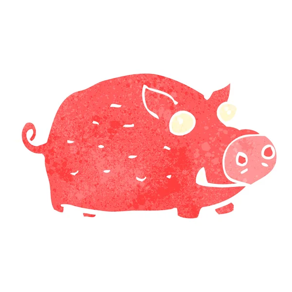 Cochon de dessin animé rétro — Image vectorielle