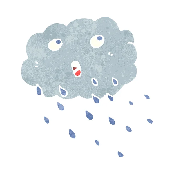 Nube de lluvia de dibujos animados retro — Vector de stock