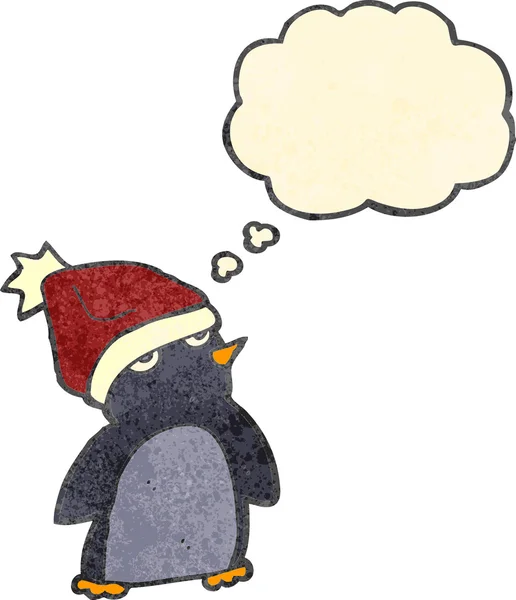 Komik Noel penguen karikatür — Stok Vektör