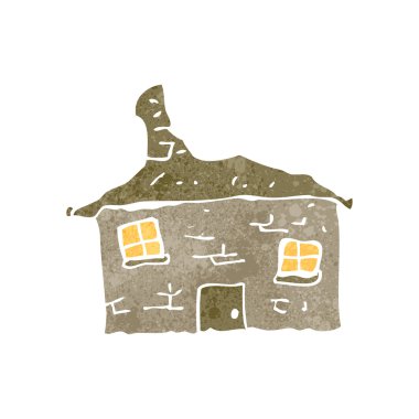 Retro karikatür çökmekte eski ev