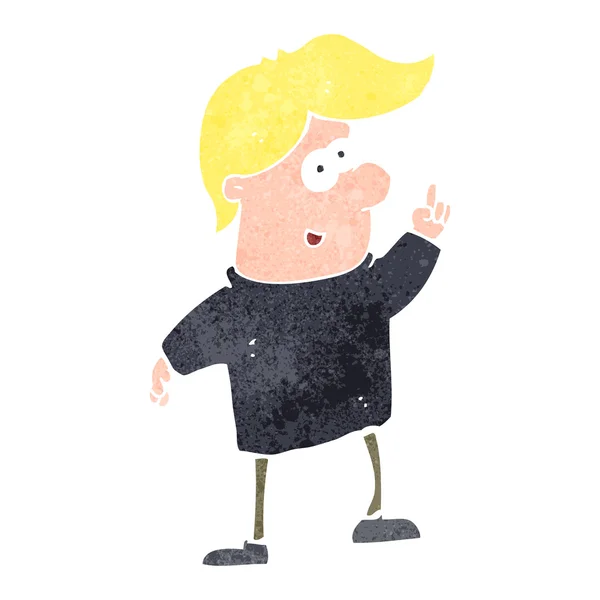 Retro-Cartoon blonder Mann mit Idee — Stockvektor