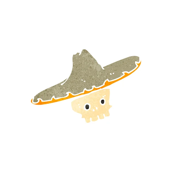 Retro kreskówka czaszka w kapeluszu meksykański — Wektor stockowy