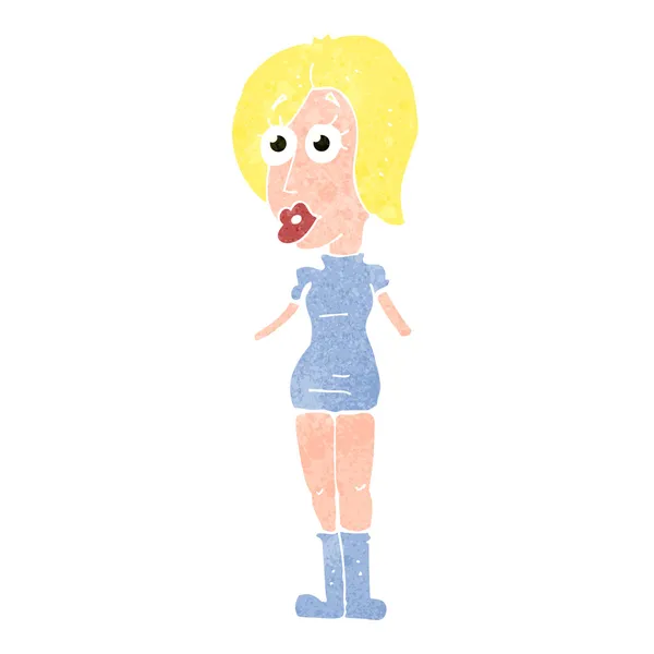 Enfermera de dibujos animados retro en falda corta — Vector de stock