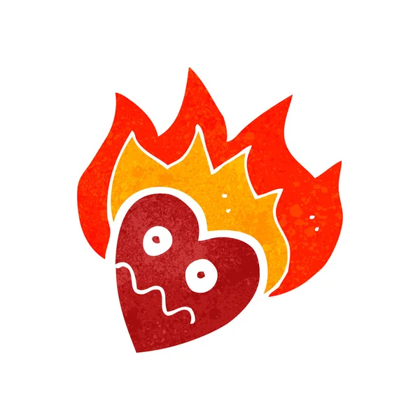 Flaming corazón personaje de dibujos animados — Vector de stock