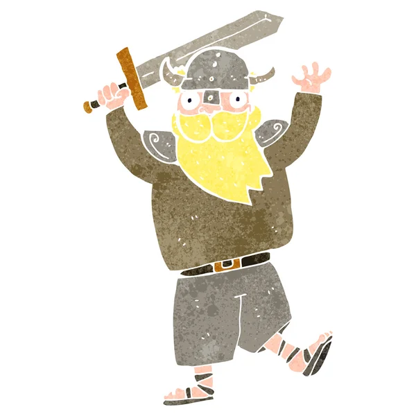 Rétro dessin animé blond viking homme — Image vectorielle
