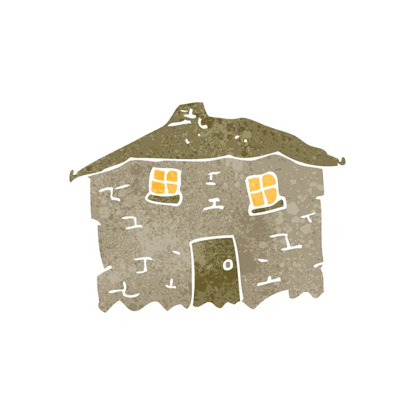 Retro cartone animato sbriciolamento vecchia casa — Vettoriale Stock