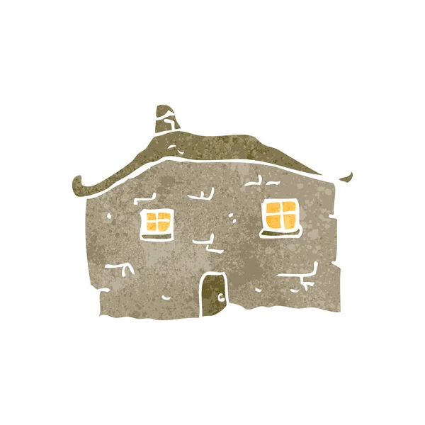 Desenhos animados retro desmoronando casa velha — Vetor de Stock