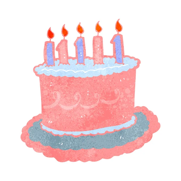 Pastel de cumpleaños de dibujos animados retro — Vector de stock