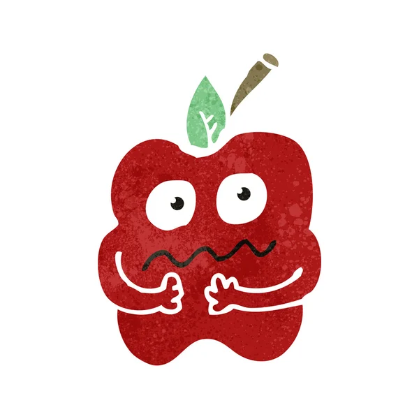 Dibujos animados manzana nerviosa — Vector de stock