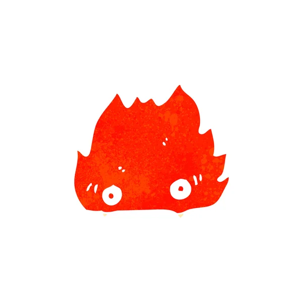 Retro dibujos animados pequeña criatura fuego — Vector de stock