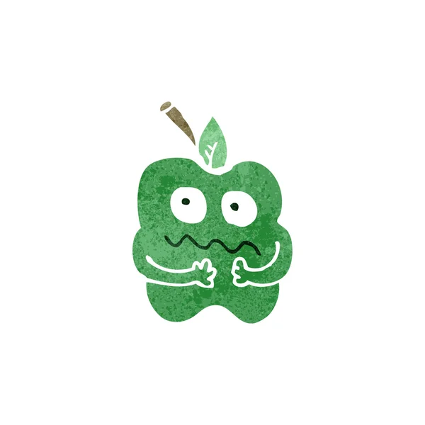 Retro cartoon nerveus apple — Stockvector