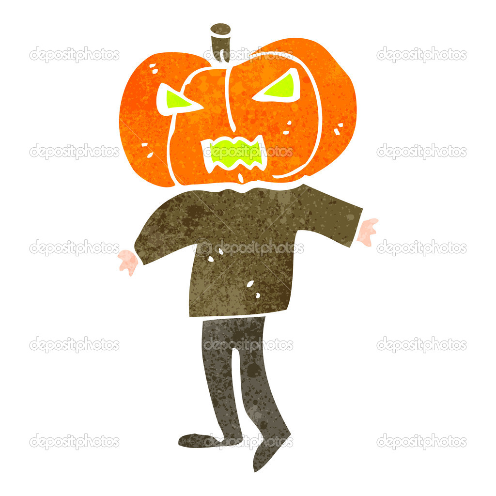 Cartoon pumpkin head man — Stock Vector © lineartestpilot 29159675