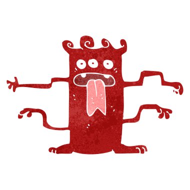 Retro çizgi film çılgın canavar