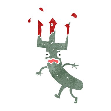 Retro çizgi film şeytan çatal canavar