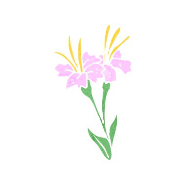 Retro karikatür Pembe çiçek